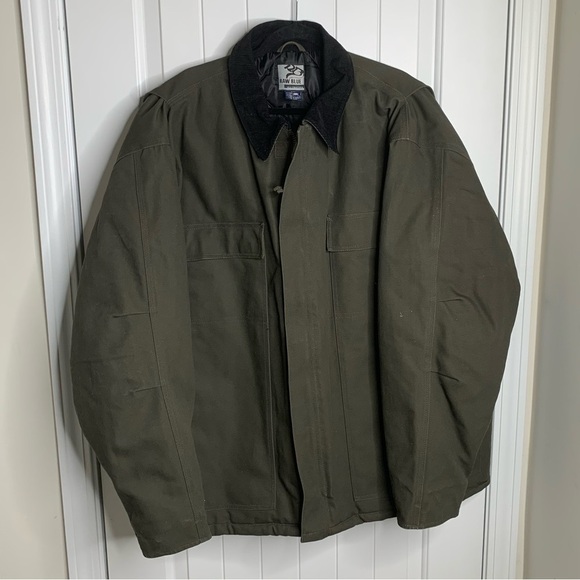 Vintage green ducks canvas insulated chore field coat corduroy collar jacket 3XL - Picture 1 of 5